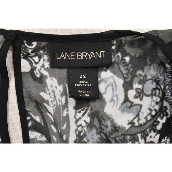 Lane Bryant Plus Size 22 Black & White Paisley Blouse Top - Picture 8 of 8